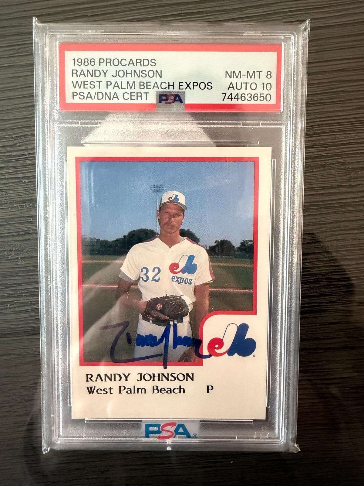 1986 procards randy johnson psa 8 auto 10 west palm beach