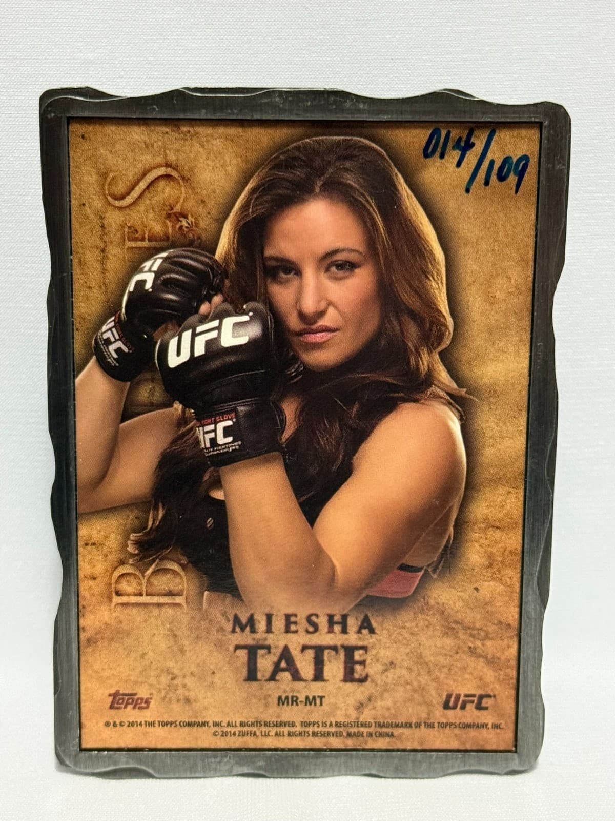 2014 Topps UFC Bloodlines Miesha Tate Engraved SILVER Ingot 014/109 #MR-MT