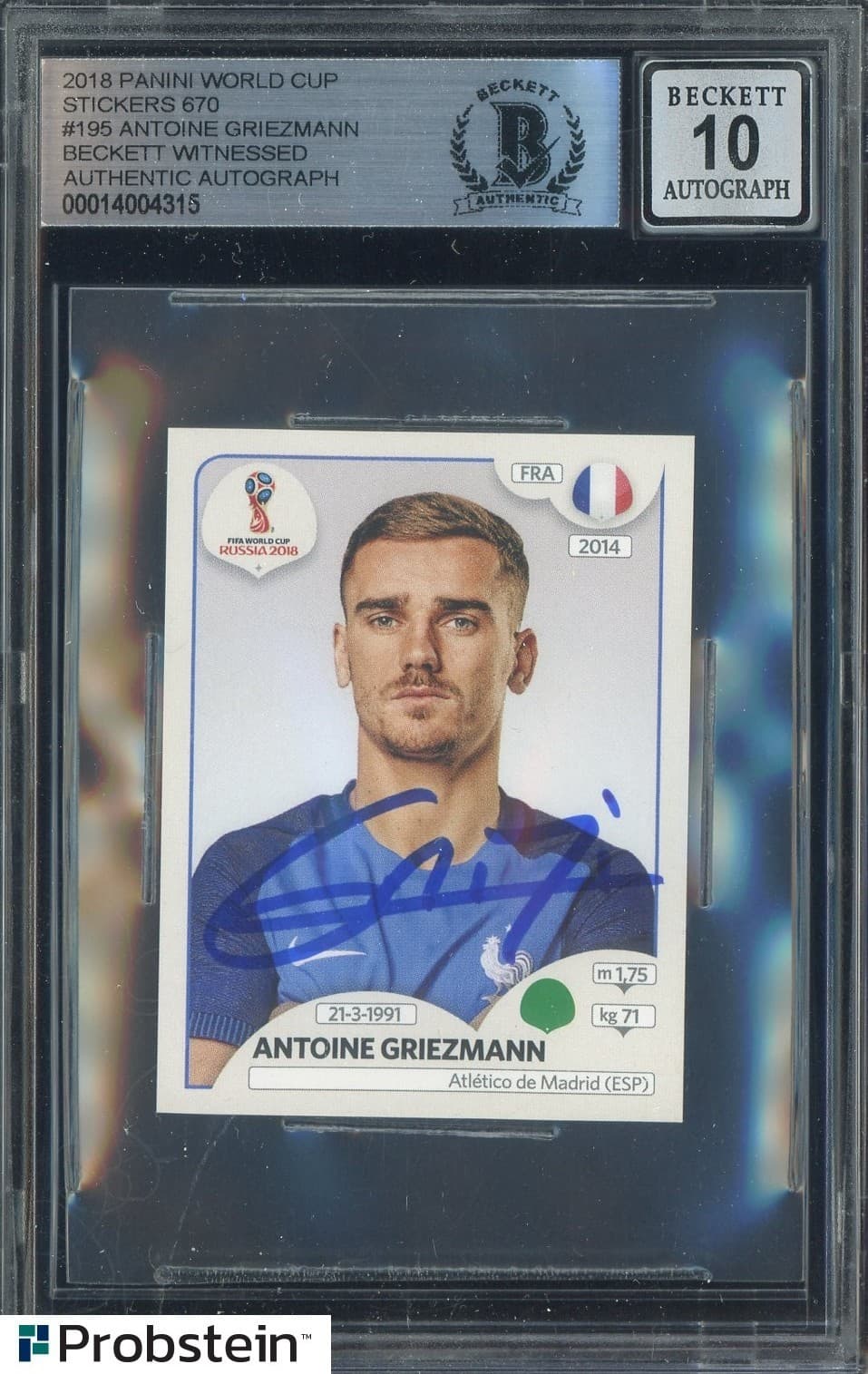 Antoine Griezmann Signed 2018 Panini World Cup Stickers Soccer BGS BAS 10 AUTO