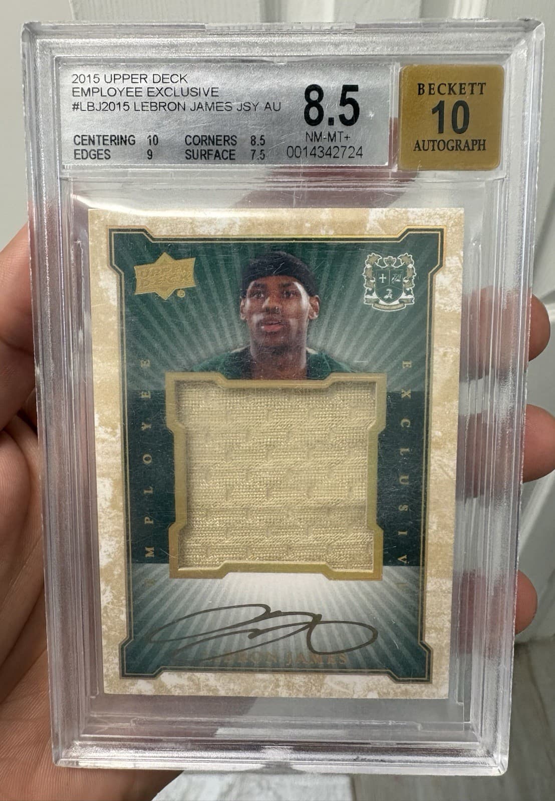 2015 Upper Deck Employee Exclusive Lebron James #LBJ-2015 Patch BGS 10 Auto
