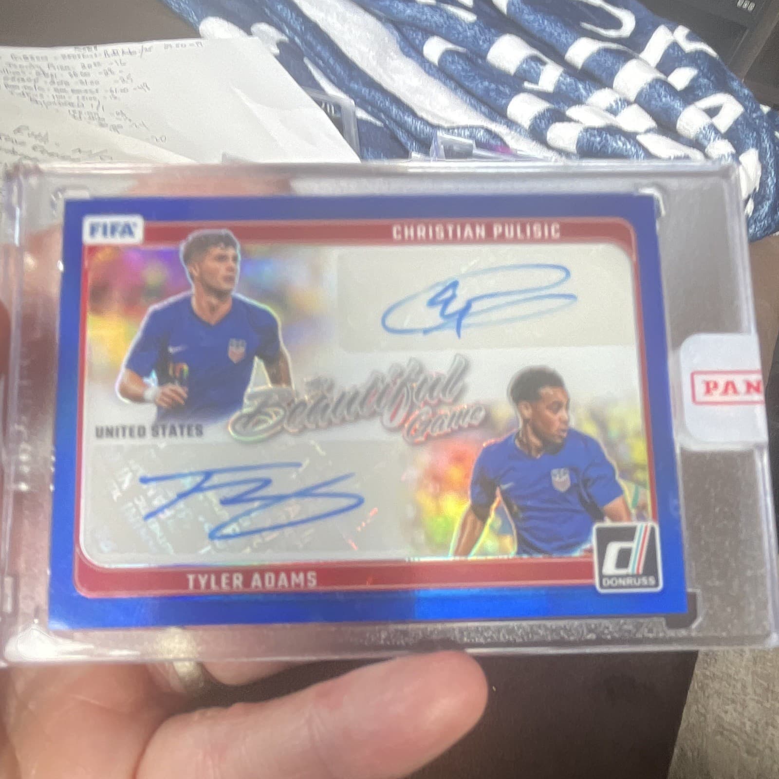 Panini 2024-25 Donruss FIFA Pulisic Adams Dual Auto Blue Prizm BD-USM /25