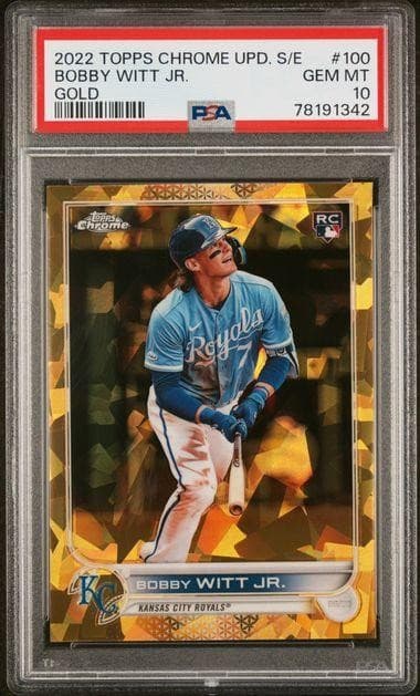 2022 Topps Chrome Update Sapphire Bobby Witt Jr Gold Rookie /50 #100 PSA 10