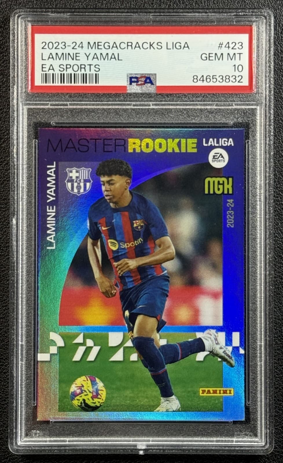 LAMINE YAMAL PSA 10 2023 PANINI MEGACRACKS LA LIGA EA SPORTS #423 ROOKIE RC
