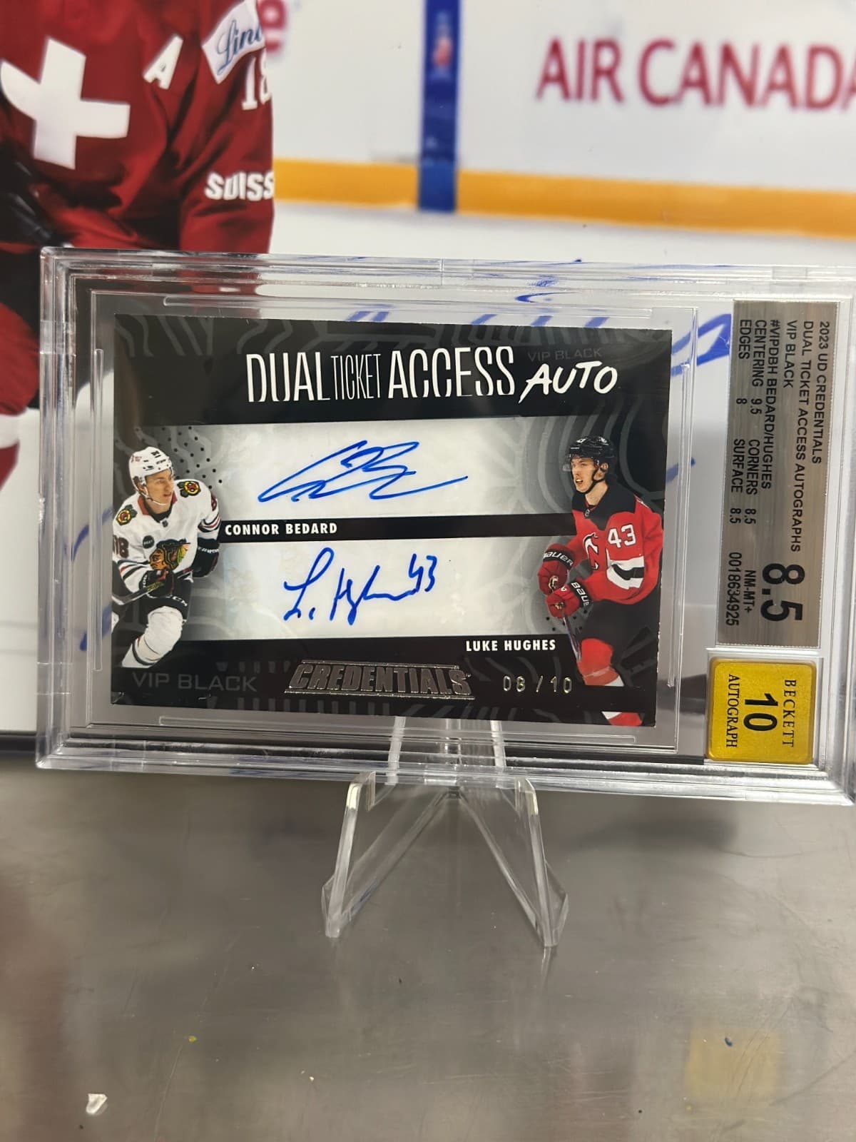 2023 Credentials Dual Ticket Auto /10 Connor Bedard Luke Hughes Rookie BGS 8.5!