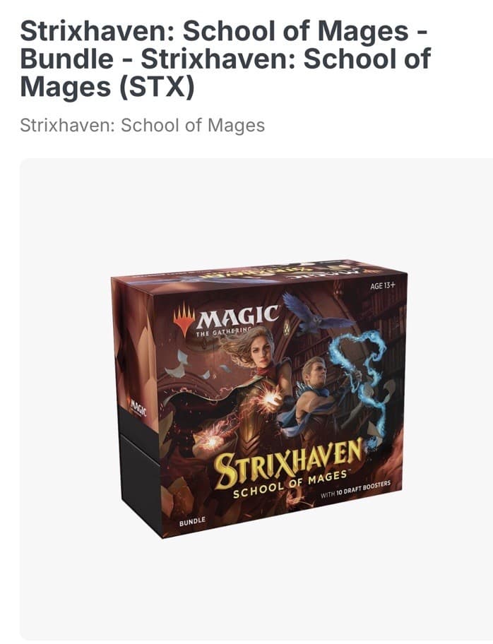 Magic The Gathering Strixhaven School of Mages Bundle Box Factory Sealed. 