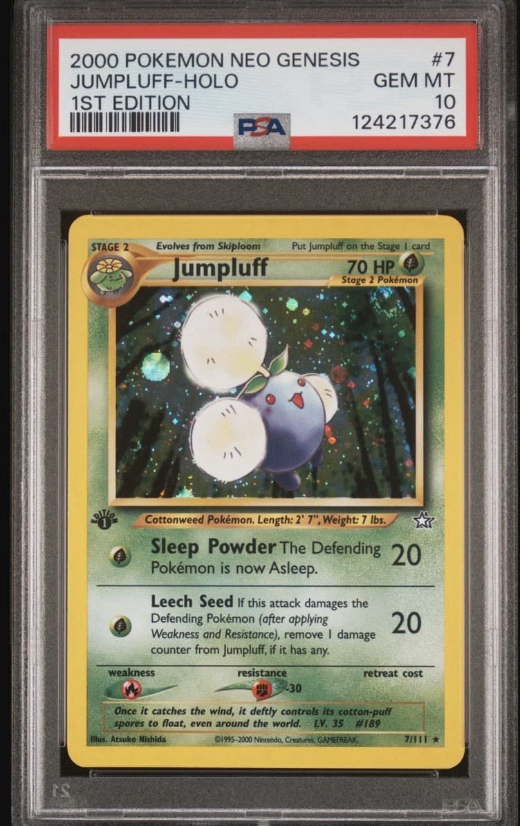 Pokemon 2000 1st Edition Neo Genesis Jumpluff Holo #7 Psa 10 Swirl