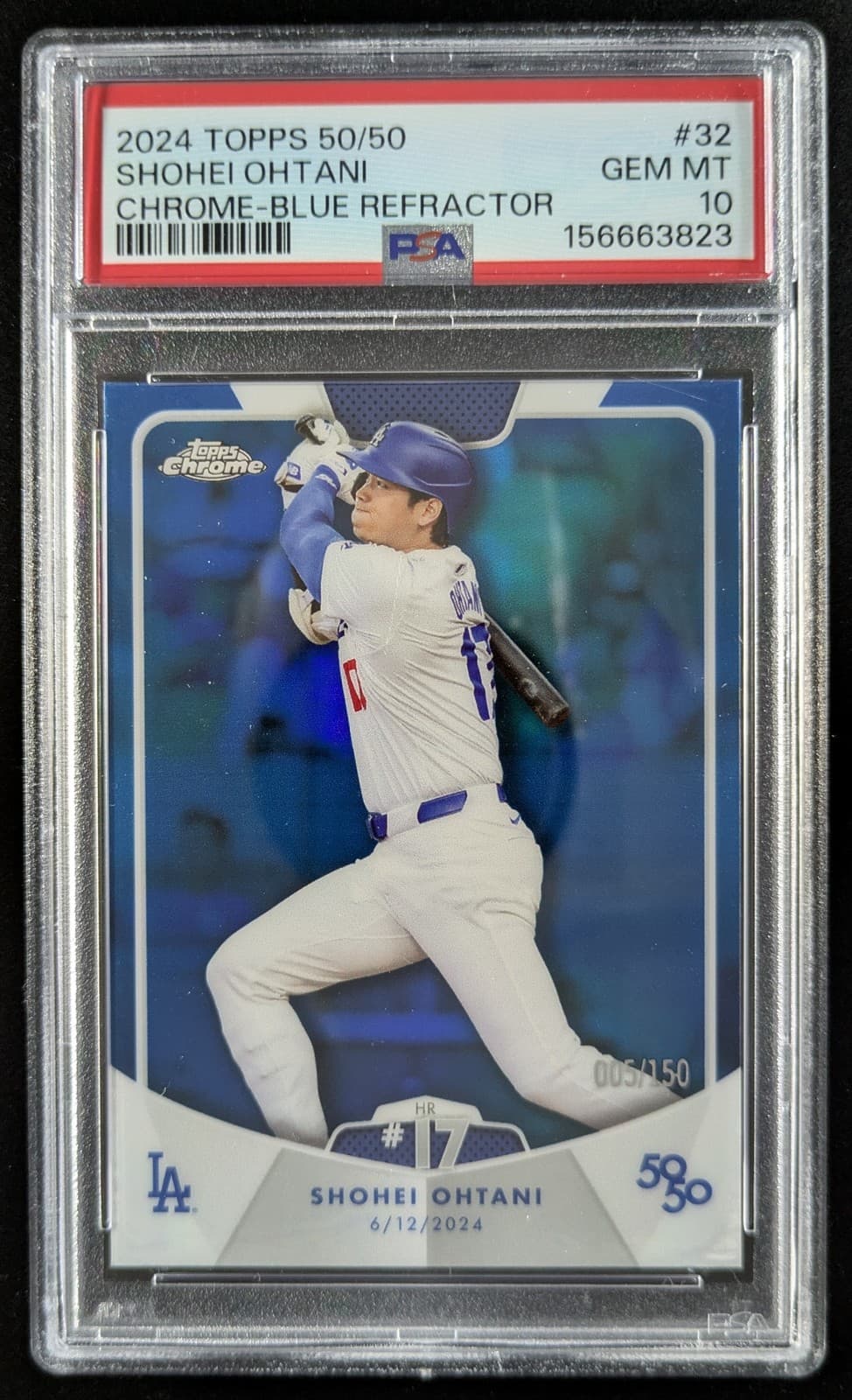 2024 Topps 50/50 SHOHEI OHTANI 5/150 Blue HR #17 1st Yr Dodgers #32 PSA 10 POP 8