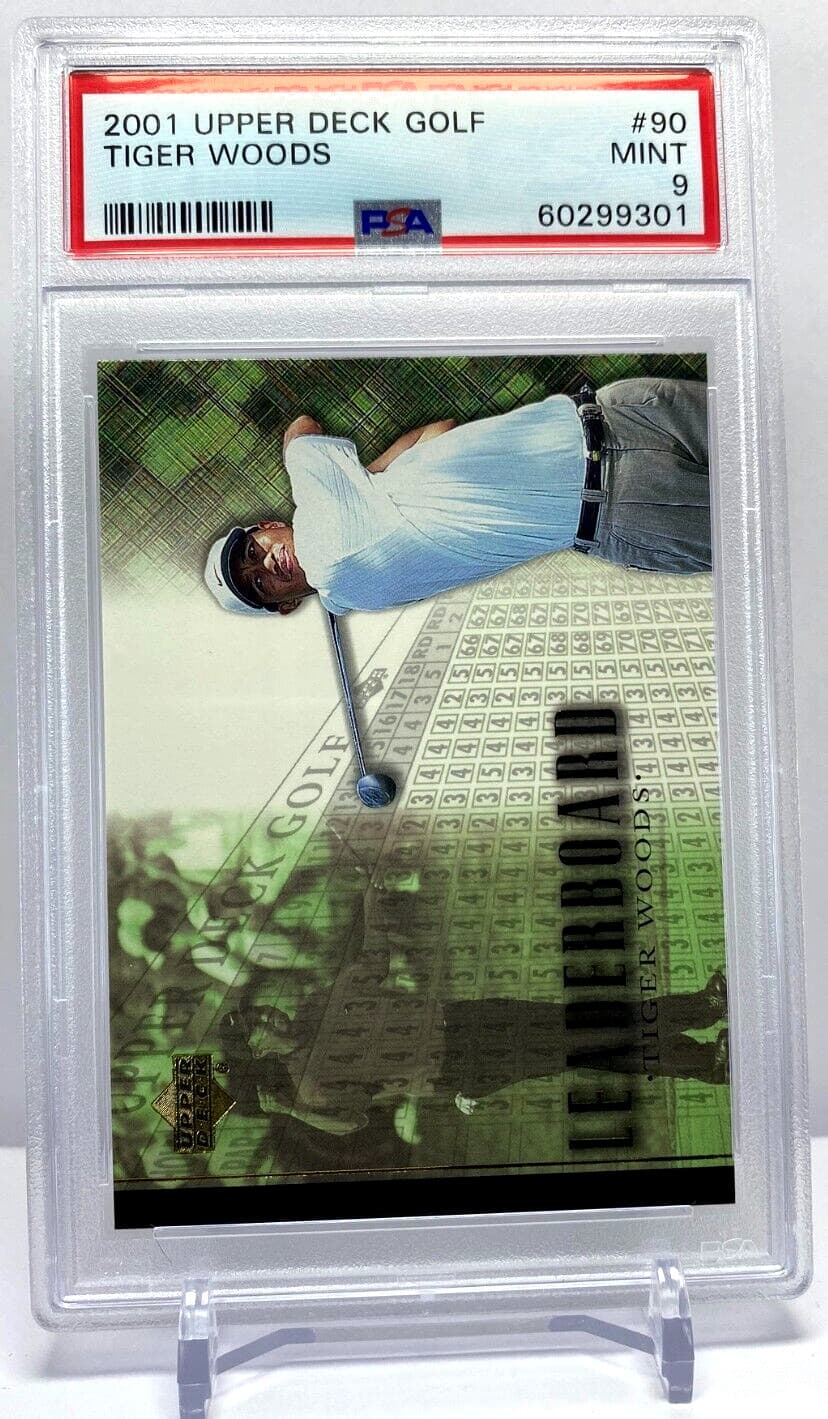 2001 Upper Deck Golf Rookie Leaderboards Tiger Woods No.90 PSA 9