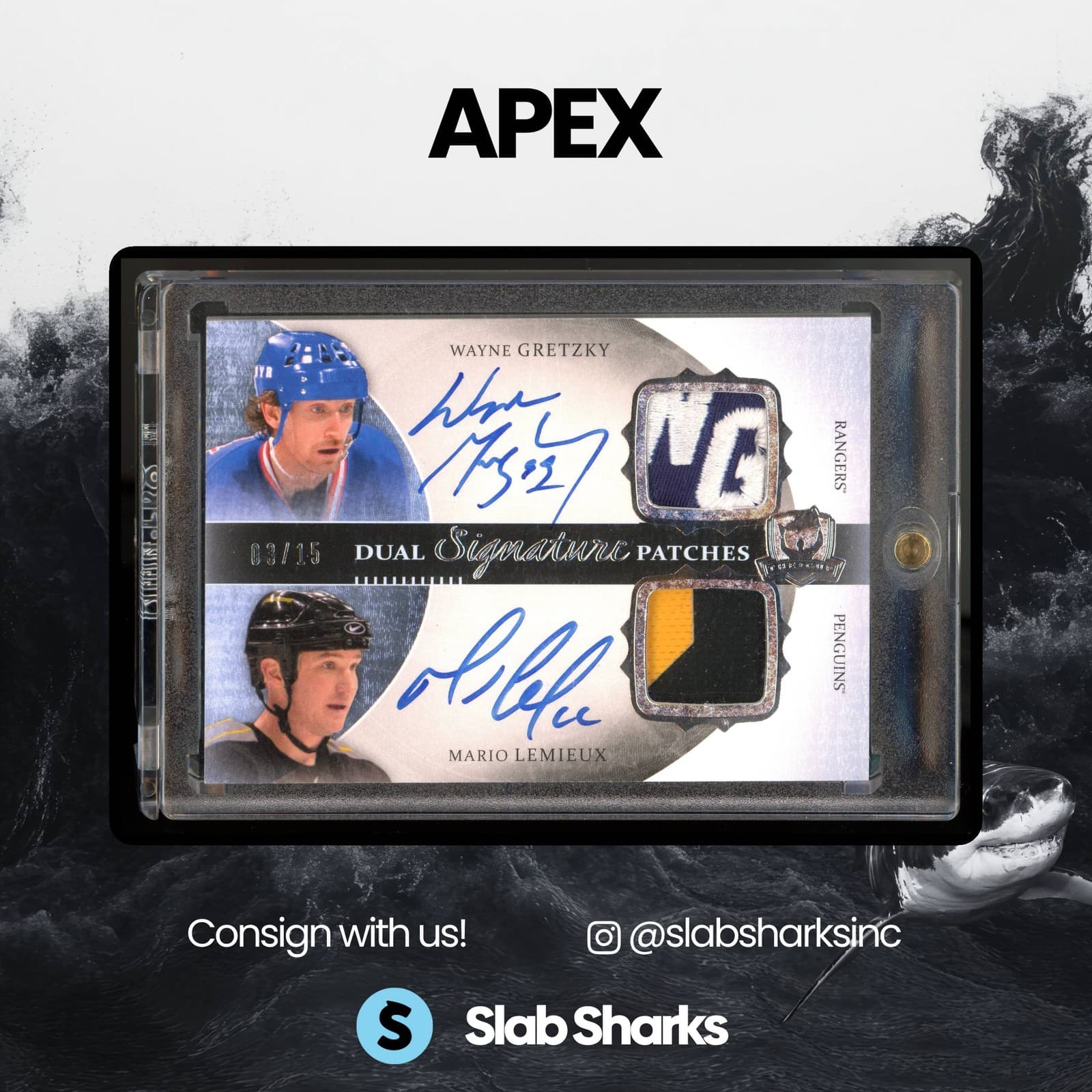 2013 THE CUP WAYNE GRETZKY/MARIO LEMIEUX SIGNATURE PATCHES DUAL PATCH AUTO /15