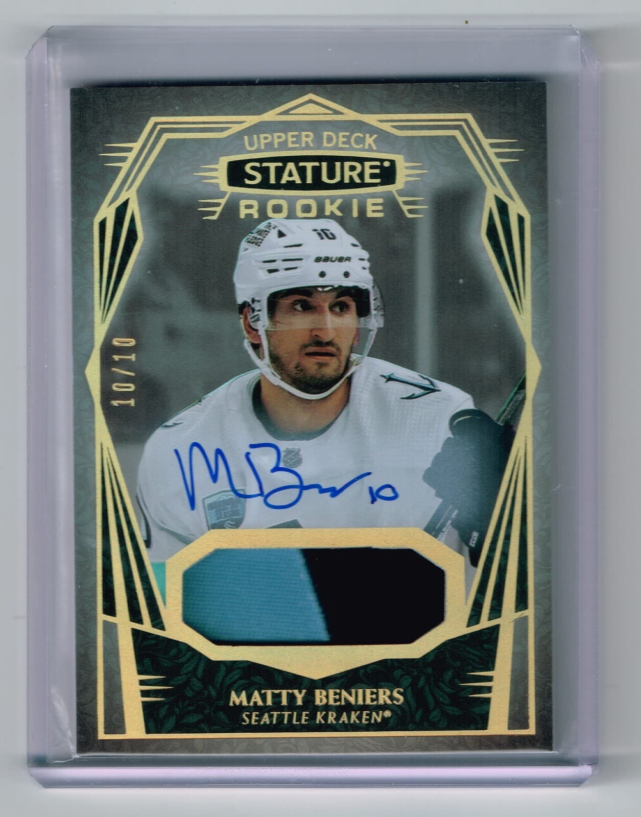 2022-23 UD Stature Matty Beniers Rookie Patch Auto #10/10 (Jersey#)