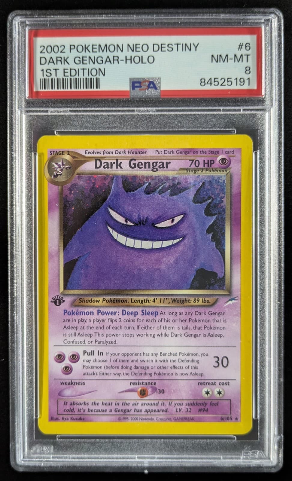 2002 Pokemon DARK GENGAR #6/105 Neo Destiny 1st Edition Holo Rare English PSA 8