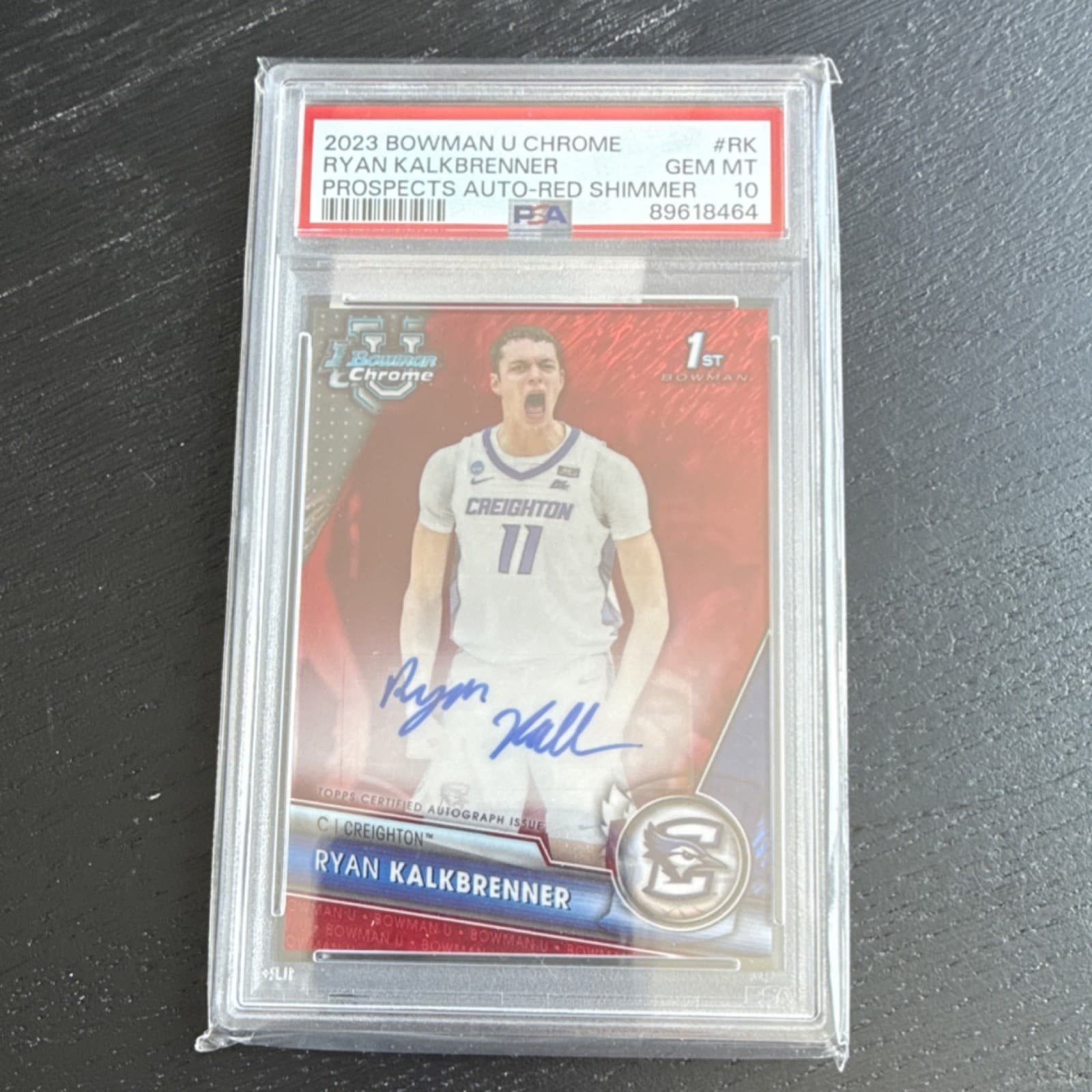 Topps 2023-24 Bowman U Ryan Kalkbrenner BCPA-RK Red Shimmer /5 Auto RC PSA 10