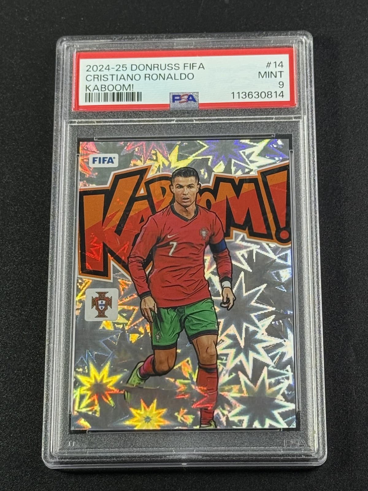 2024-25 Donruss FIFA Cristiano Ronaldo #14 Portugal Kaboom Case Hit SSP PSA 9