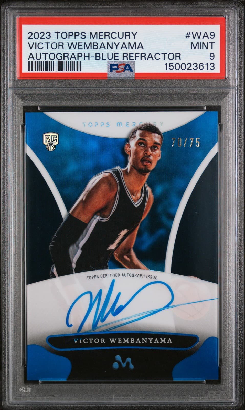 2023 Topps Mercury: Victor Wembanyama Auto Blue Victor Wembanyama Rc /75 Psa 9