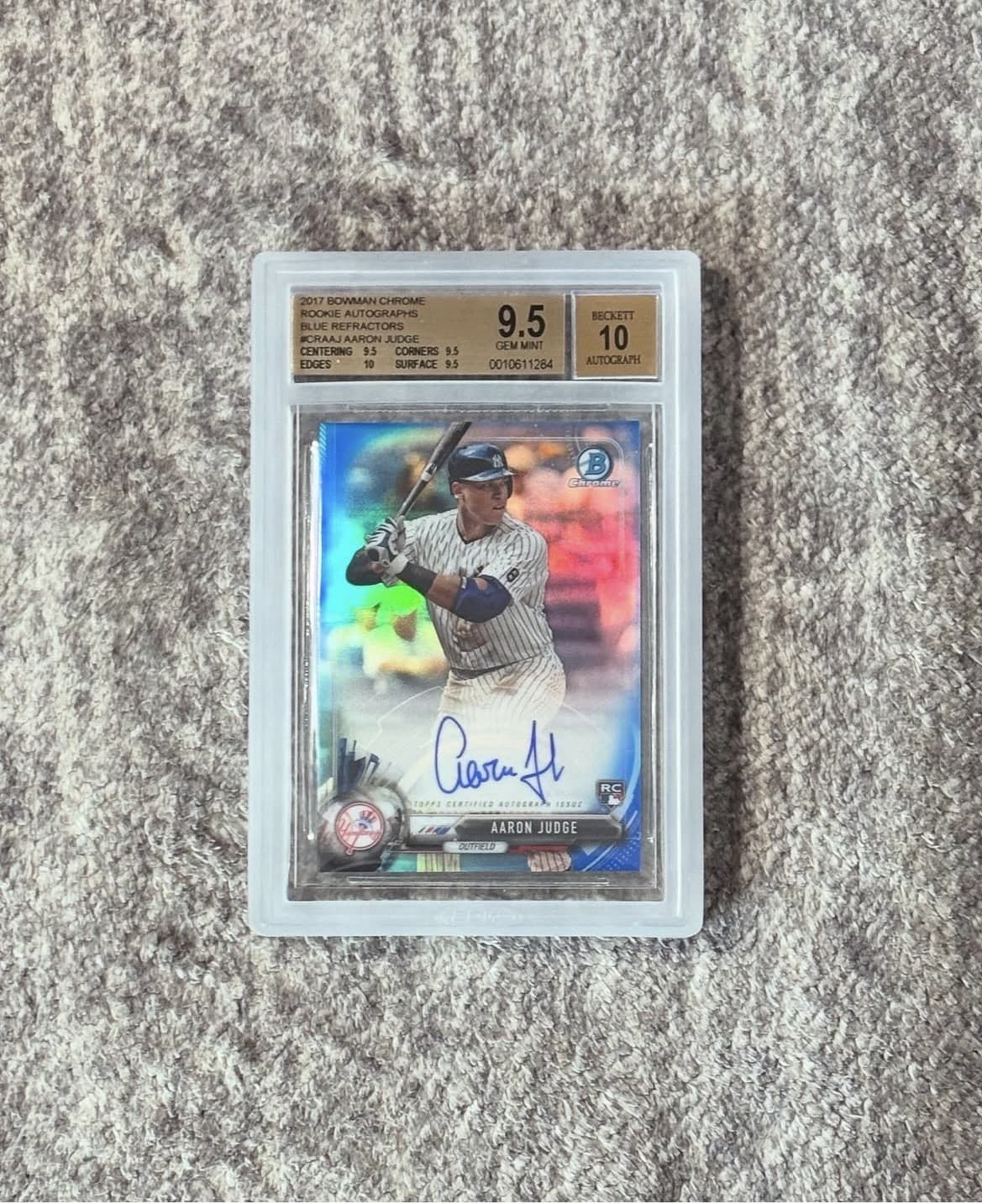 2017 Bowman Chrome Rookie Autograph Blue Refractor Aaron Judge