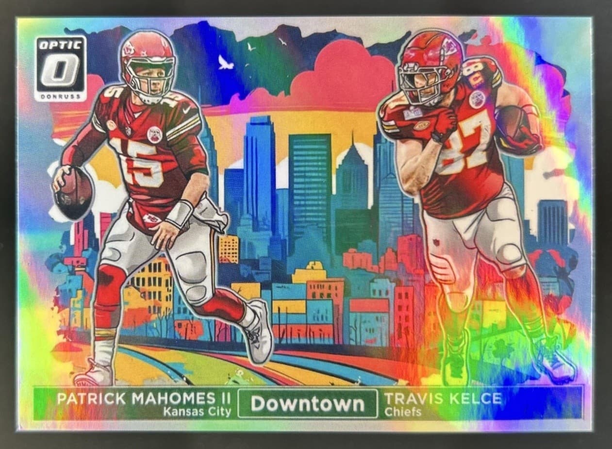2024 Panini Donruss Optic Patrick Mahomes II Travis Kelce Downtown Duos SSP #3