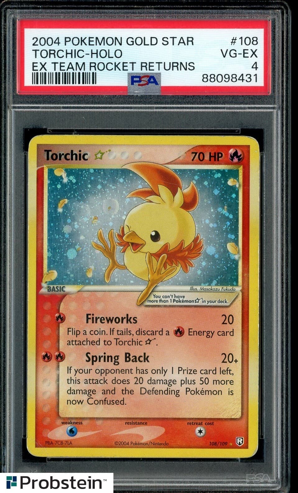 2004 Pokemon Gold Star Ex Team Rocket Returns #108 Torchic Holo PSA 4 VG-EX