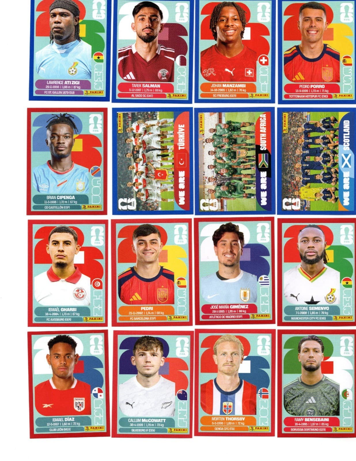2026 Panini FIFA World Cup Blue Parallel Sticker Lot Of 80  (71 Blue + 9 Red)