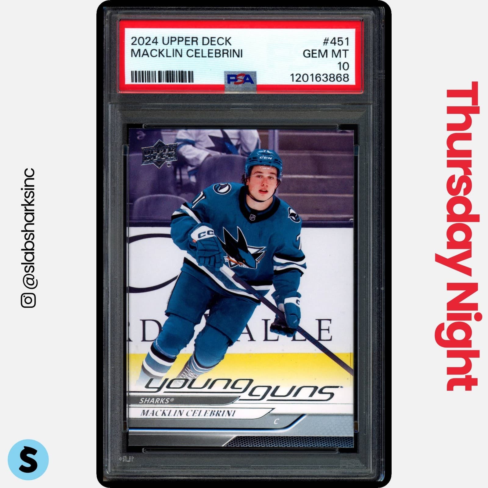 2024 Upper Deck #451 Macklin Celebrini Young Guns Rc Rookie Psa 10