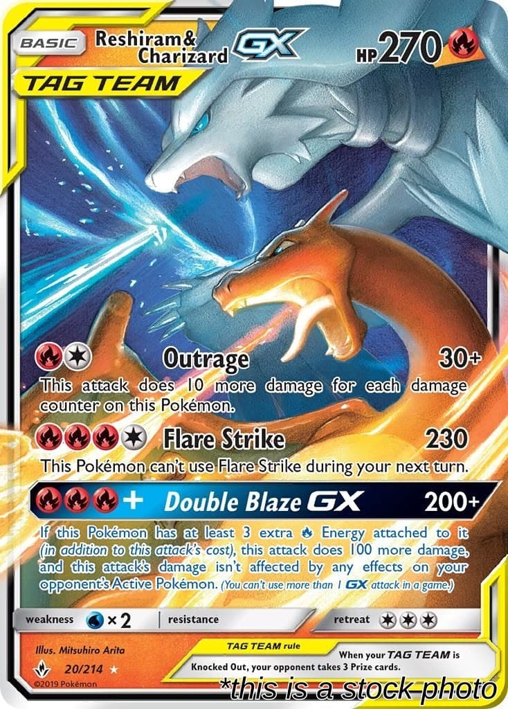Reshiram & Charizard GX Holofoil 20/214 NM Mitsuhiro Arita Pokemon EN H23