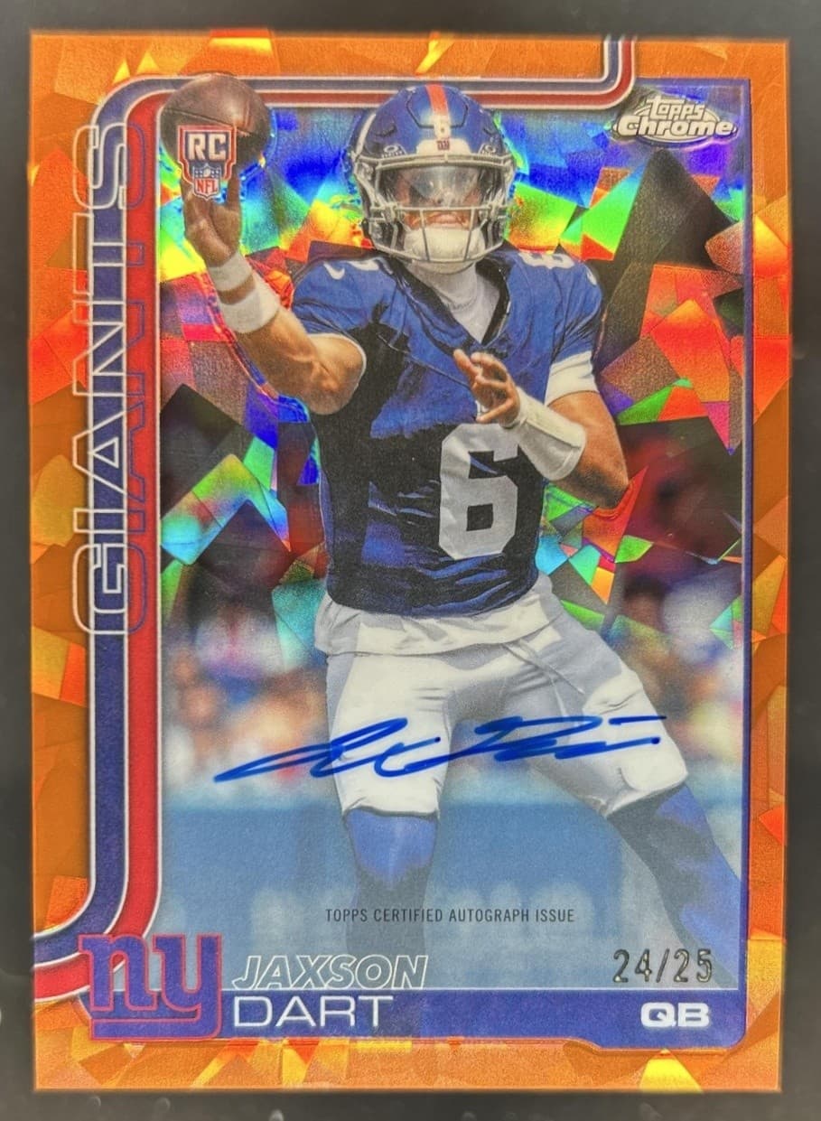2025 Topps Chrome Sapphire Jaxson Dart Rookie Auto RC Orange Refractor #/25