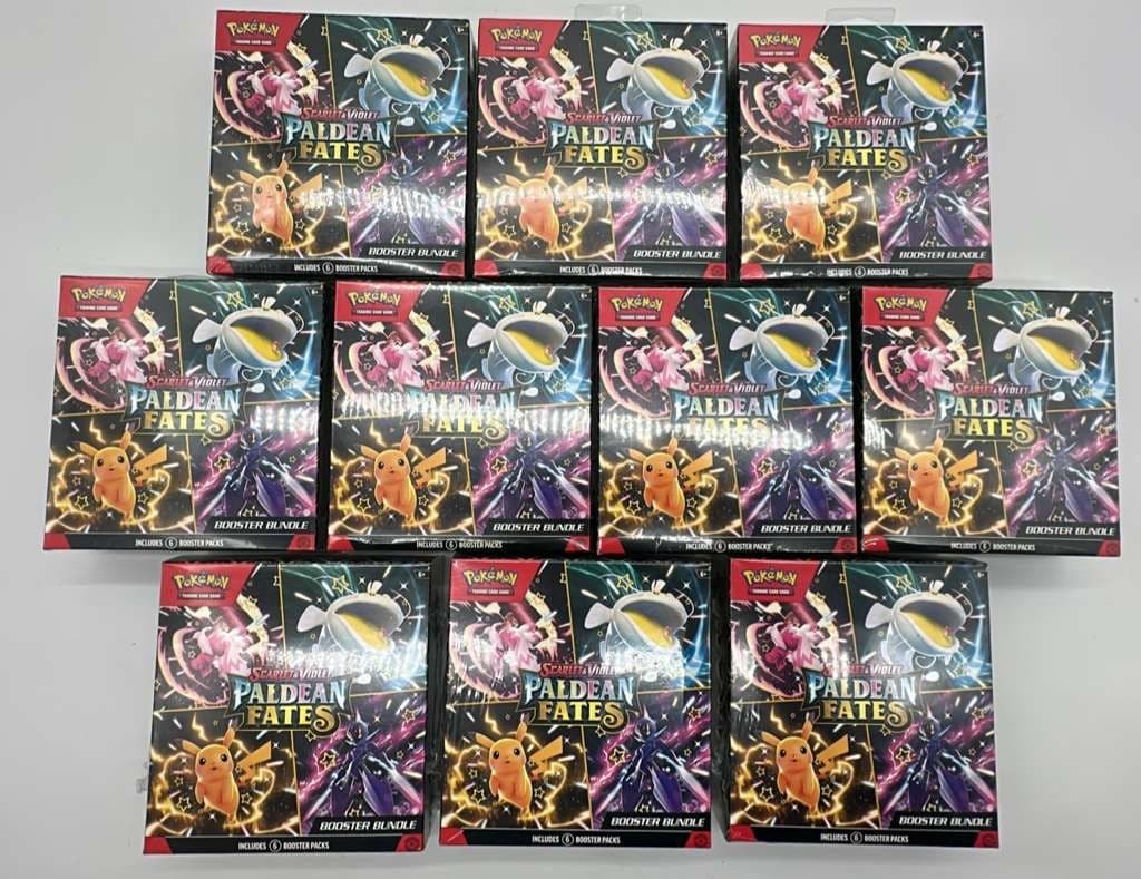 Lot of (10) Pokemon TCG Paldean Fates Booster Bundles SEALED NEW
