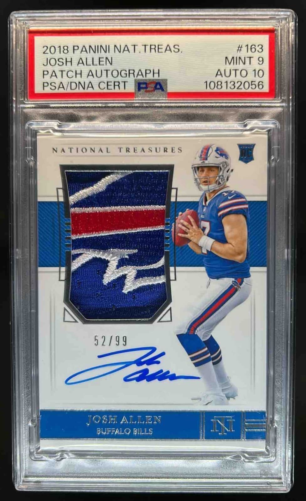 2018 National Treasures Josh Allen Rookie Patch Auto RC #/99 Bills PSA 9 10