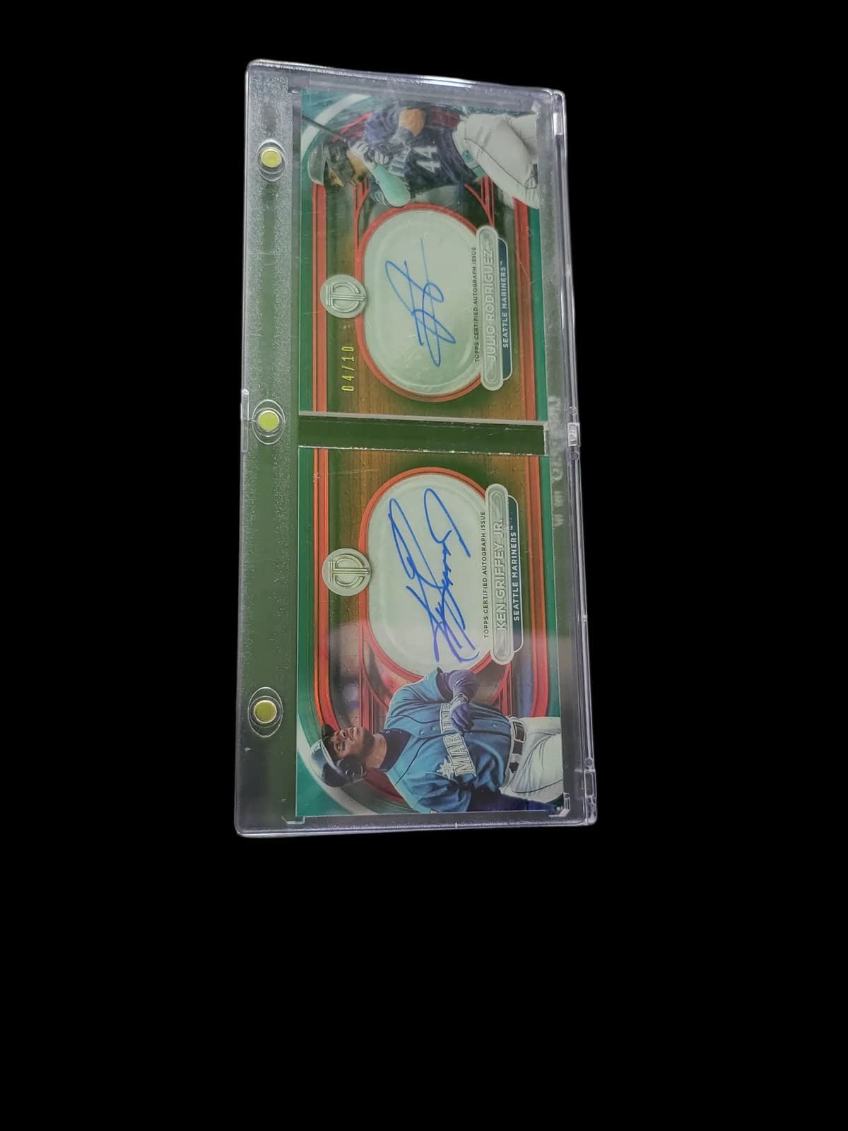 2024 Topps Ken Griffey Jr. Julio Rodriguez #TTAB-GR Green /10 Auto Book Card