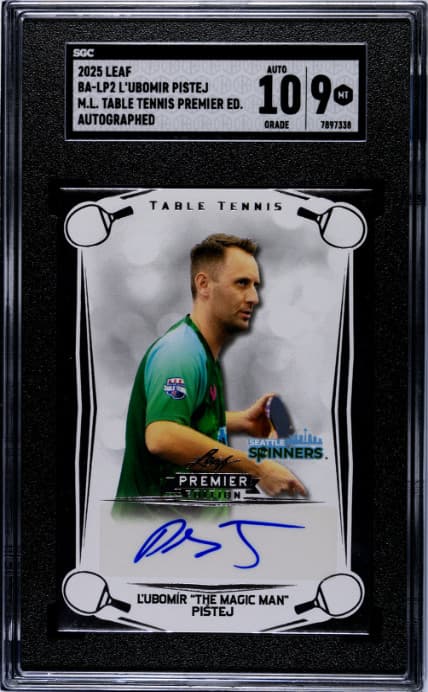 L'Ubomir Pistej Leaf Table Tennis #BA-LP2 Auto. Seattle Spinners SGC 9 009536