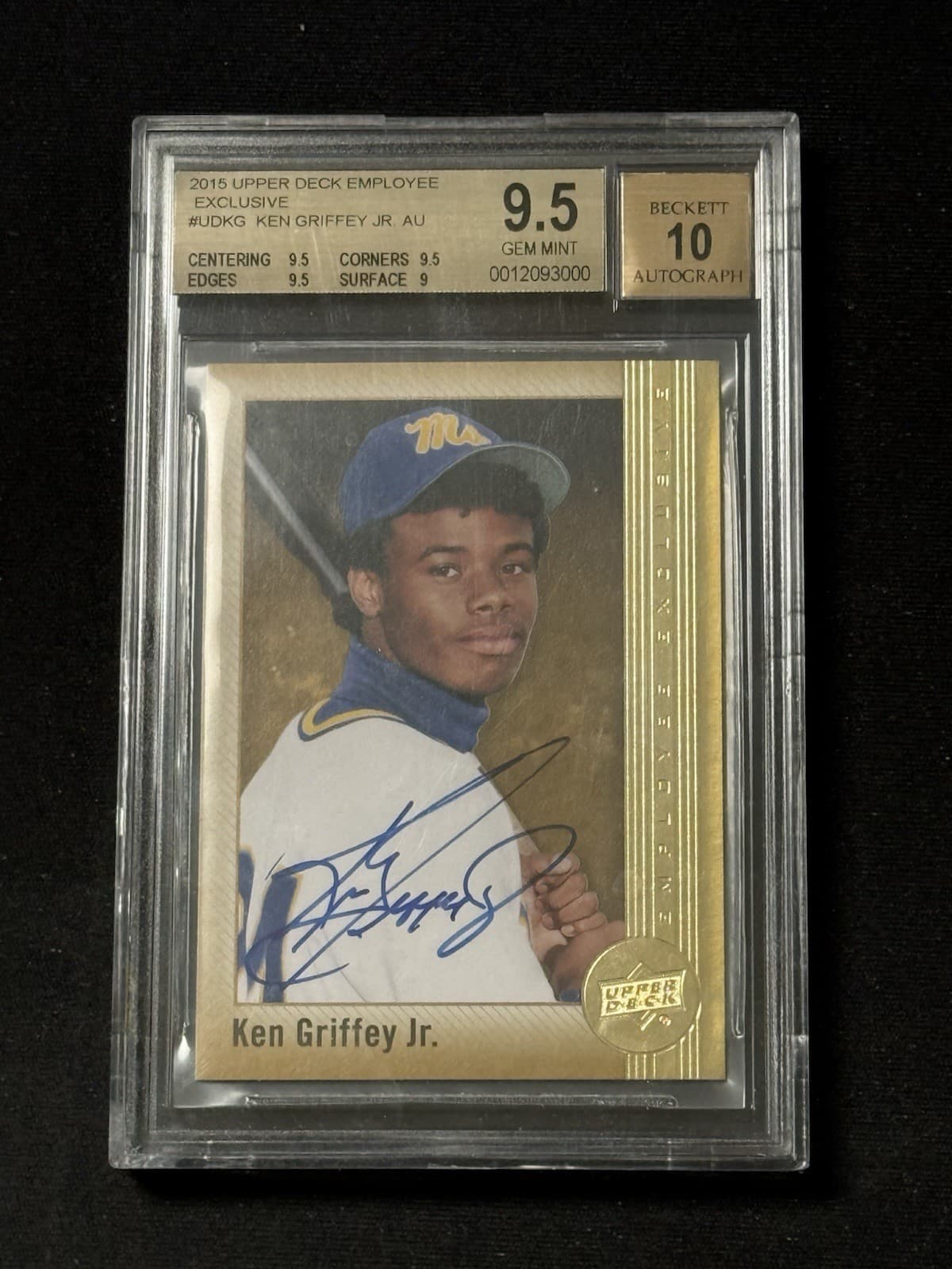 2015 Upper Deck Employee Auto Card #AU-KG Ken Griffey Jr  AUTO BGS 9.5 Auto 10