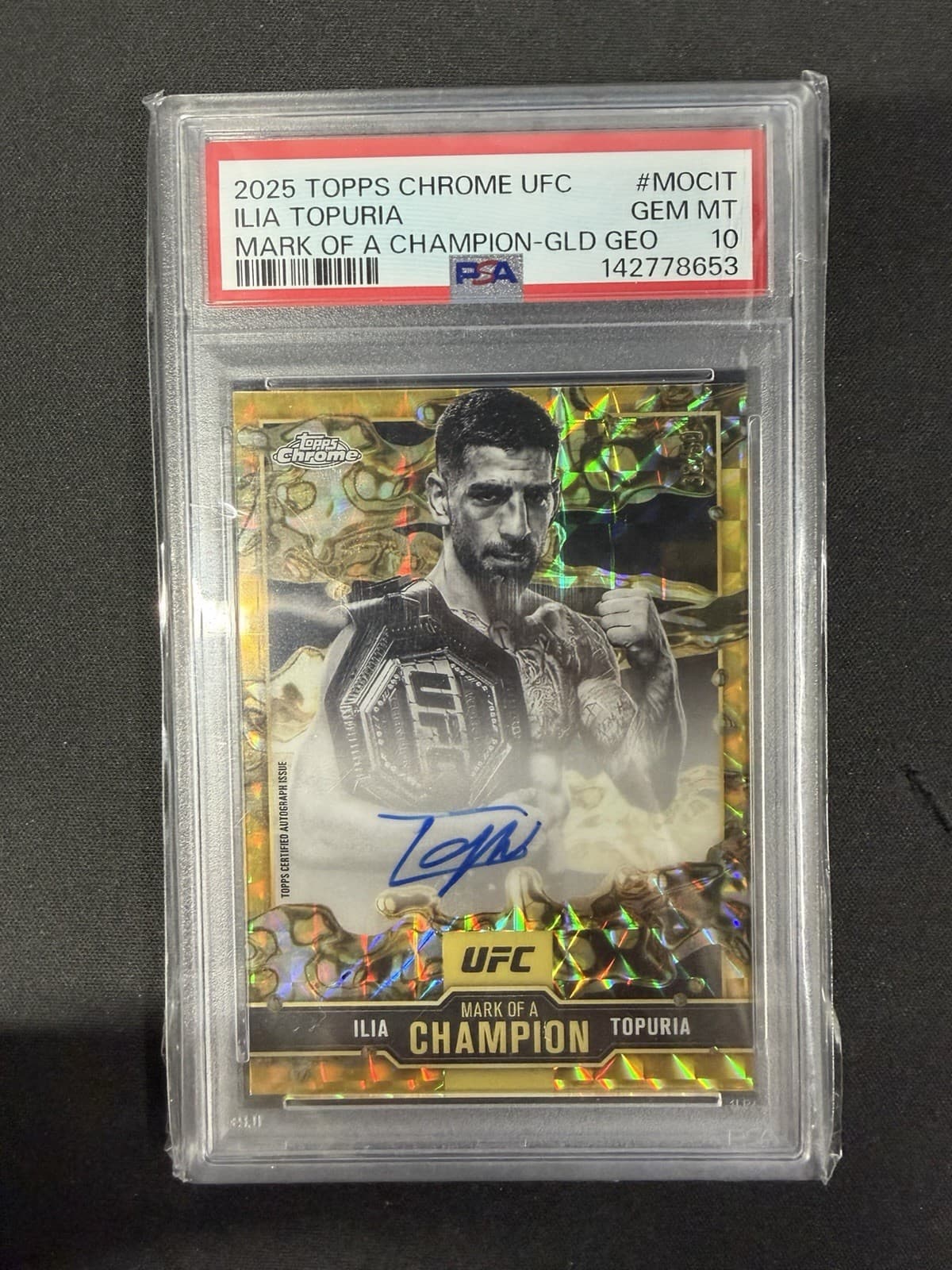 Ilia Topuria 38/50 Auto PSA 10 POP 3! 2025 Topps Chrome UFC Mark of a ChampionCS