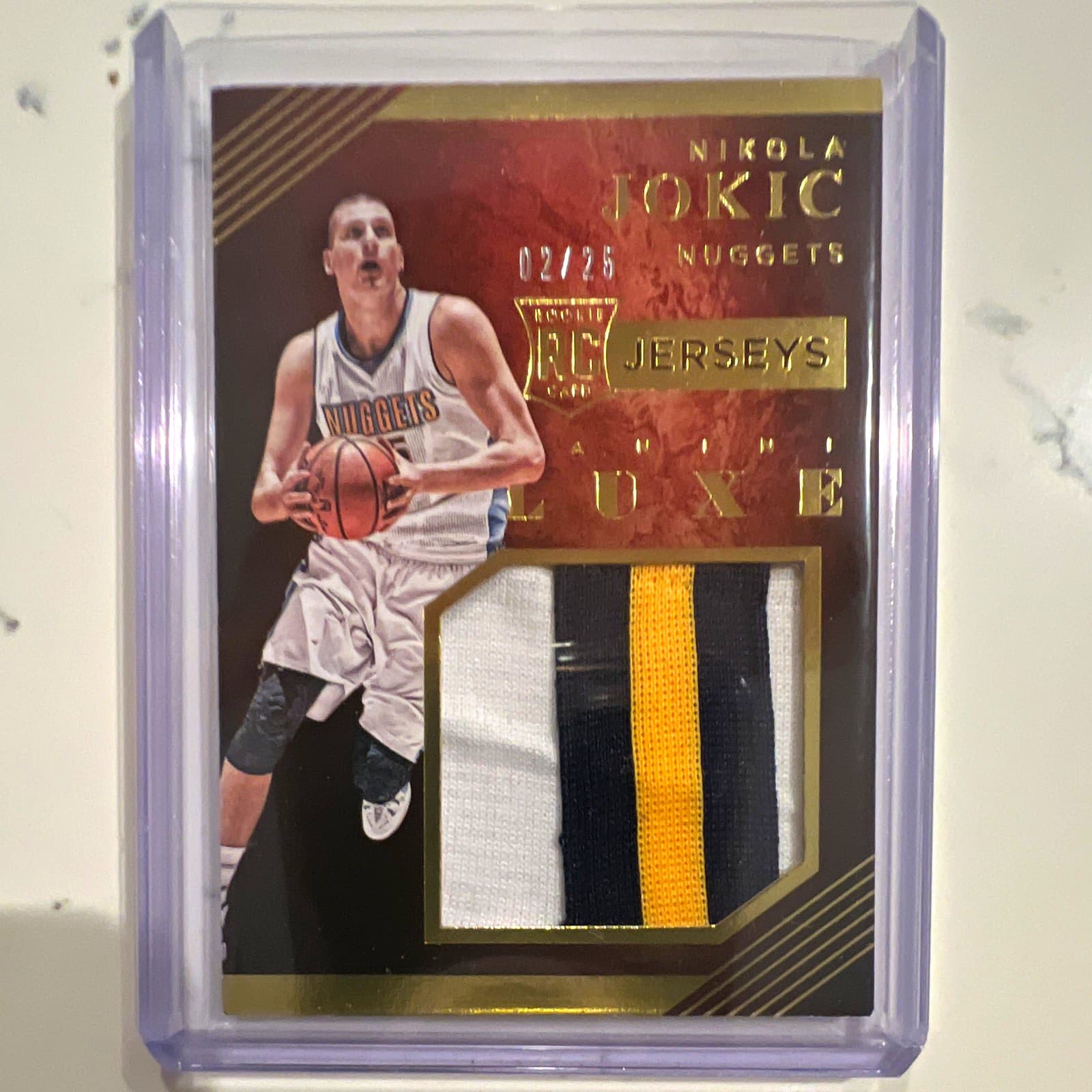 Panini 2015-16 Luxe Jerseys Nikola Jokic RC 3 Color Patch #15  2/25 Nuggets RARE
