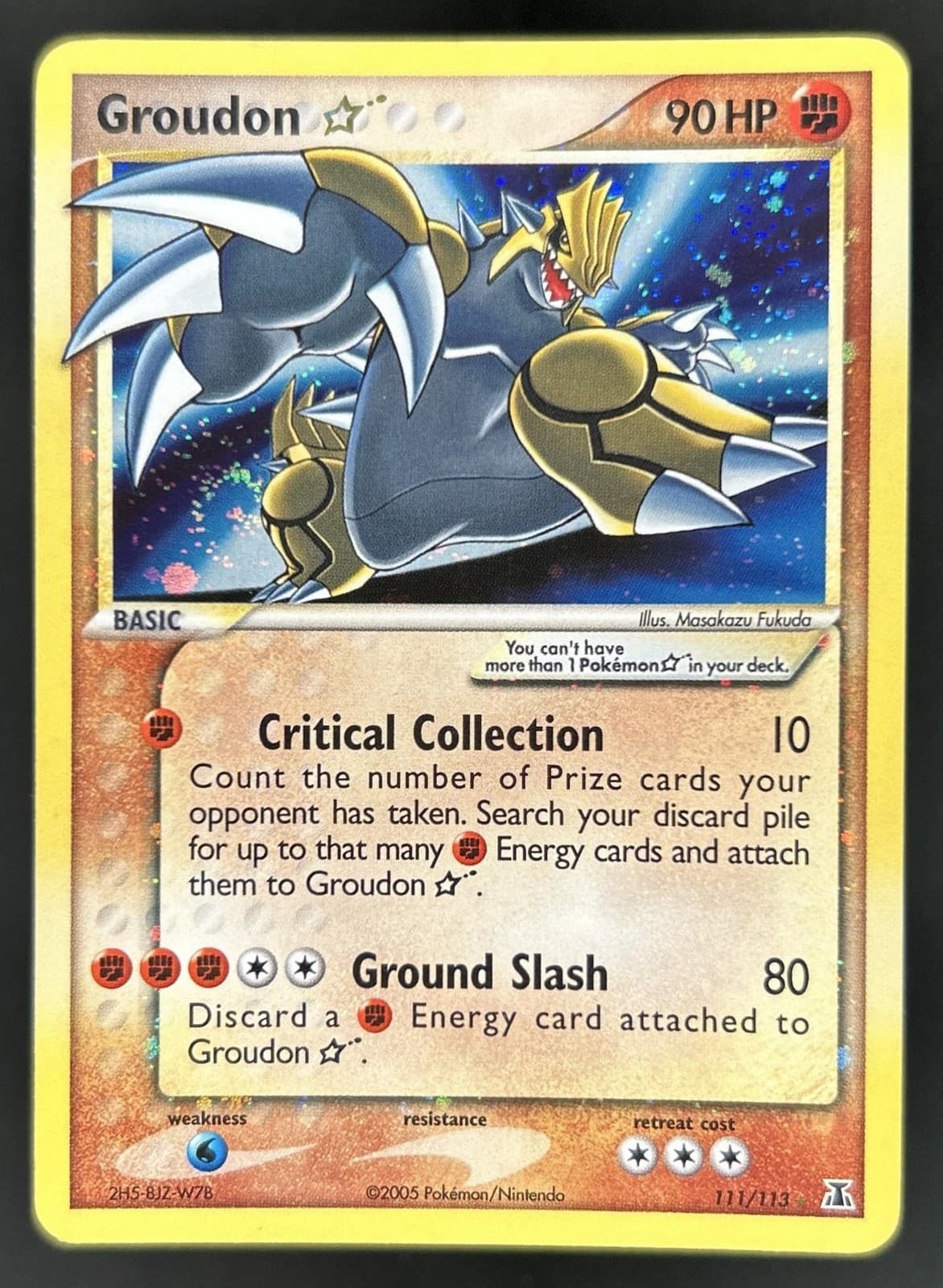 2005 Pokemon EX Delta Species Groudon Gold Star Holo #111/113