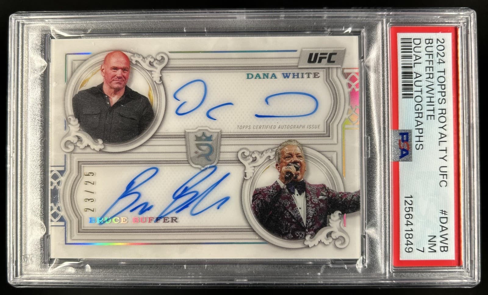 2024 Topps Royalty UFC Bruce Buffer Dana White Dual Auto Autograph #/25 PSA 7