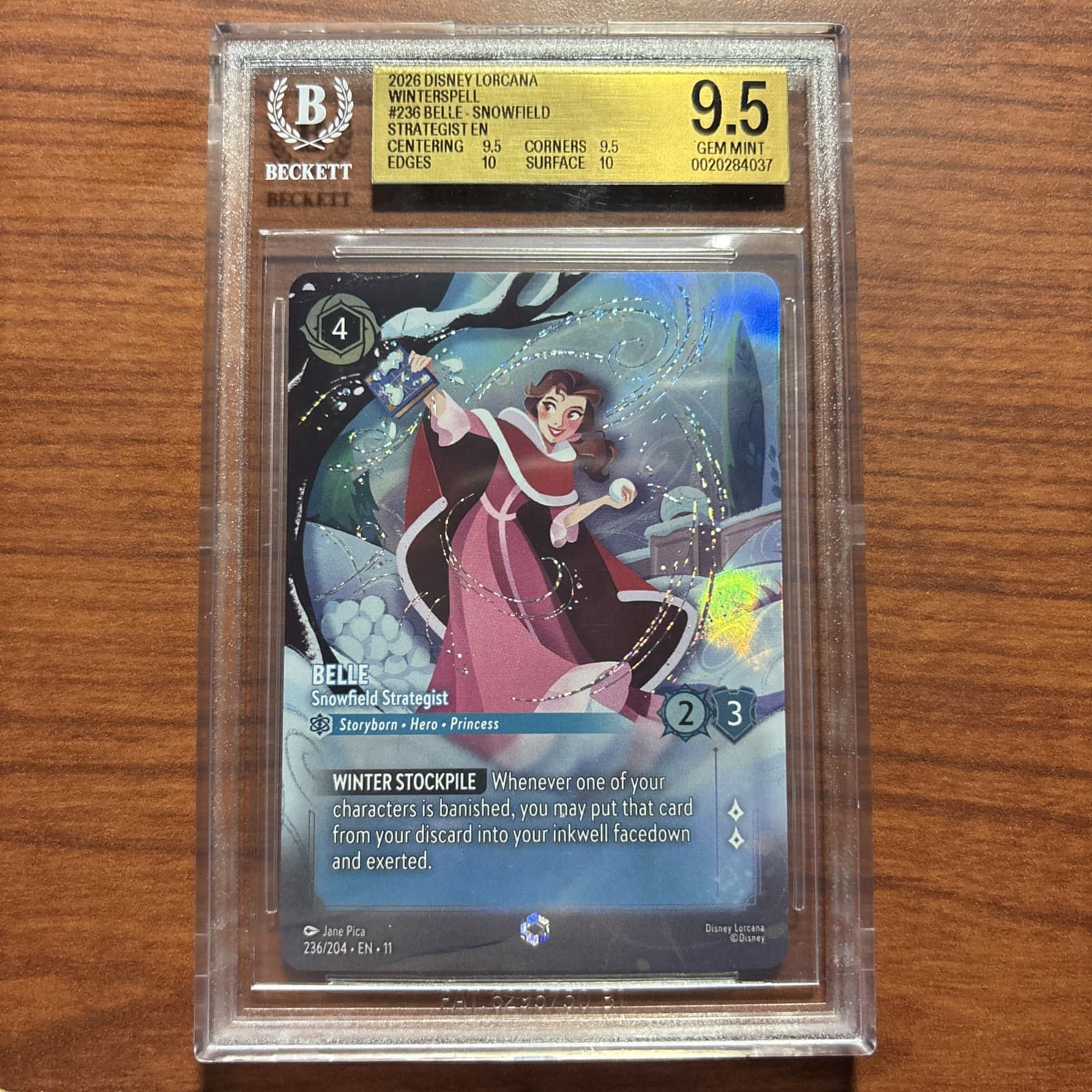2026 Disney Lorcana Winterspell Enchanted Belle Snowfield Strategist Bgs 9.5