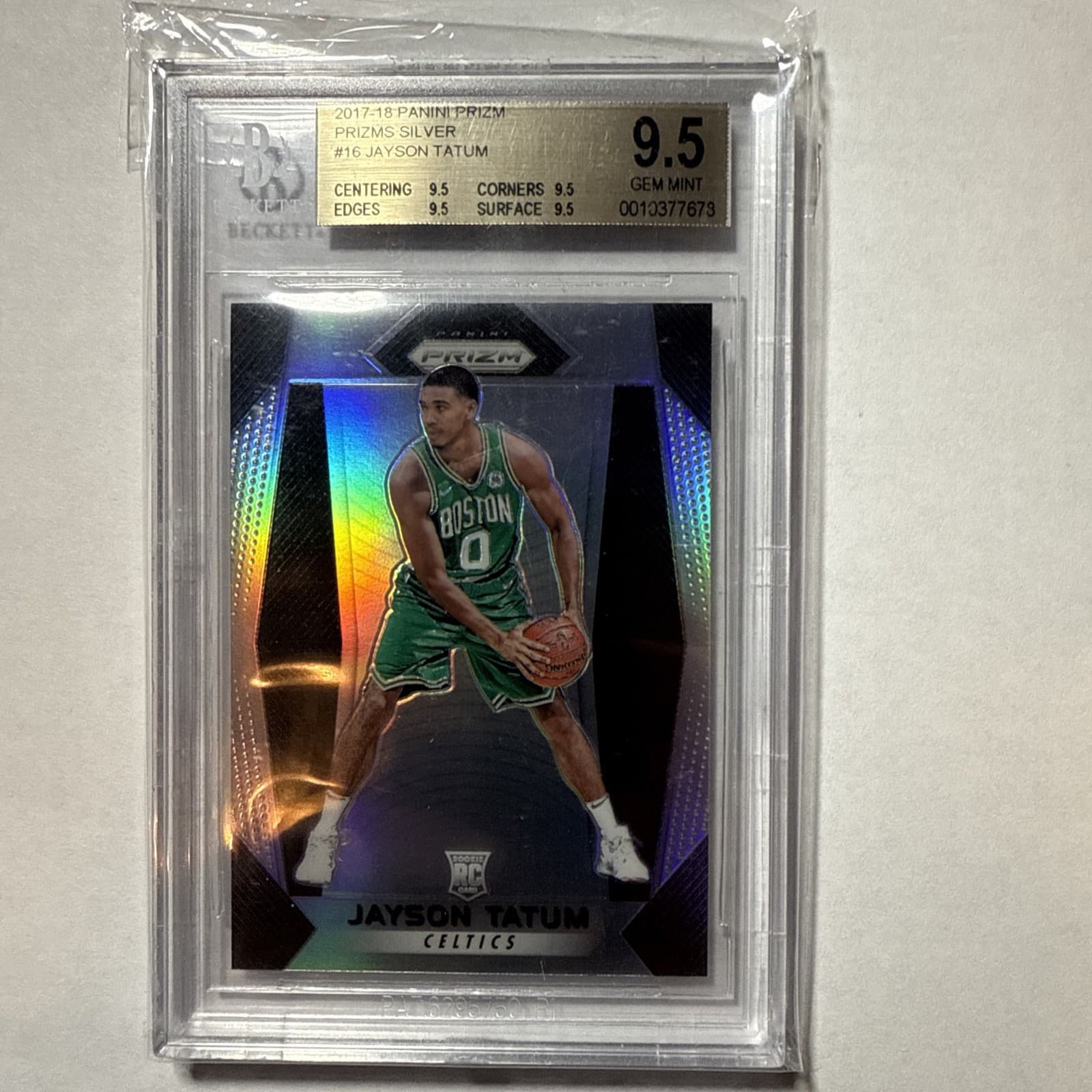 2017 Panini Prizm Jayson Tatum RC Silver Prizm BGS 9.5 CELTICS🍀 Quad Gem Mint