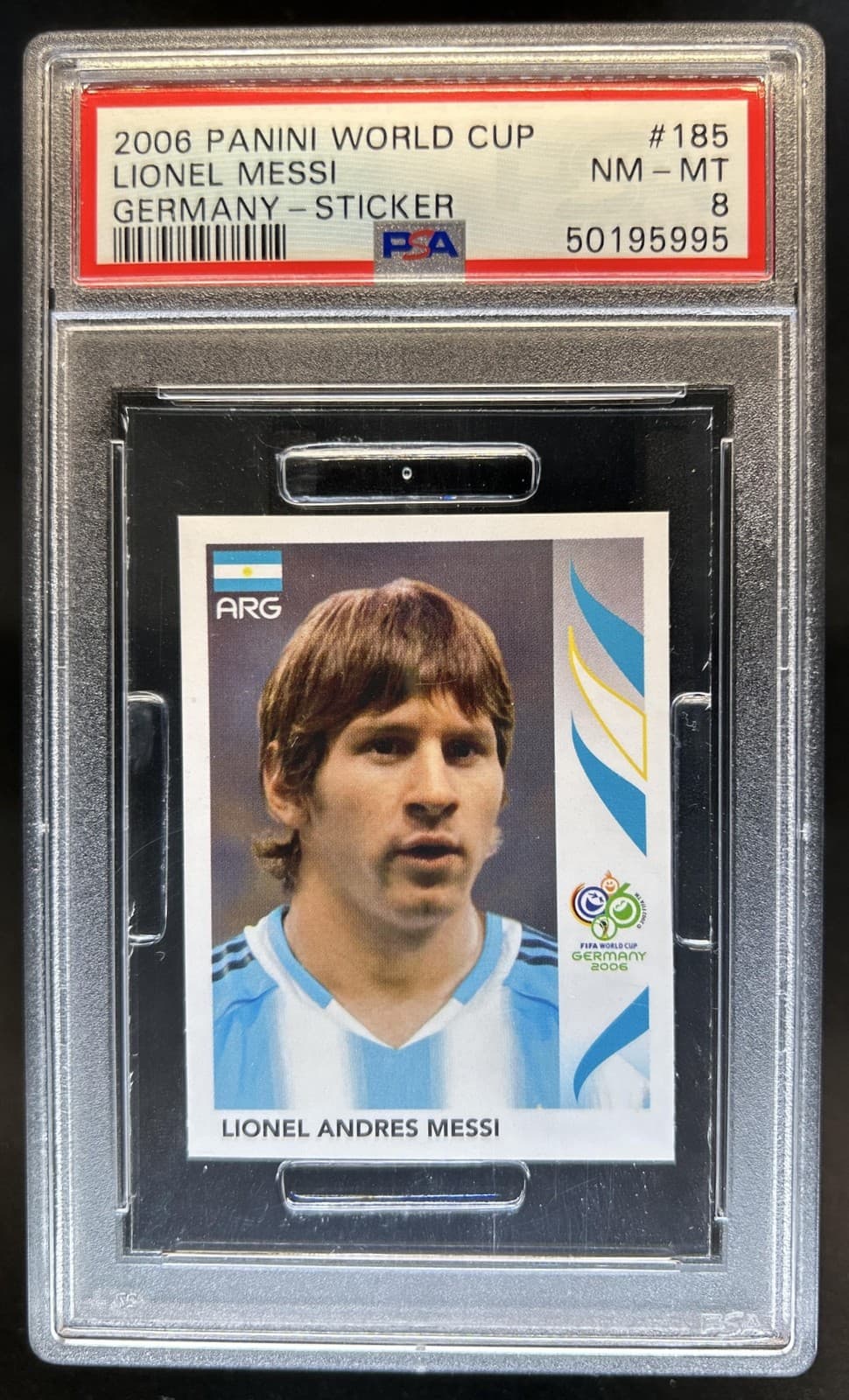 2006 Panini World Cup Stickers Lionel Messi #185 Argentina PSA 8