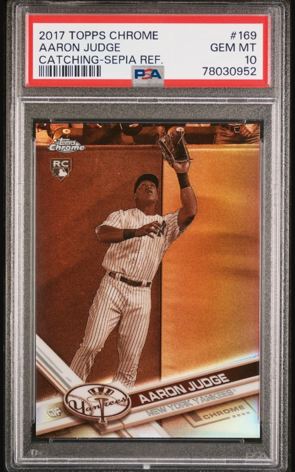 2017 Topps Chrome Aaron Judge RC Sepia Refractor #169 PSA 10 Rookie Yankees