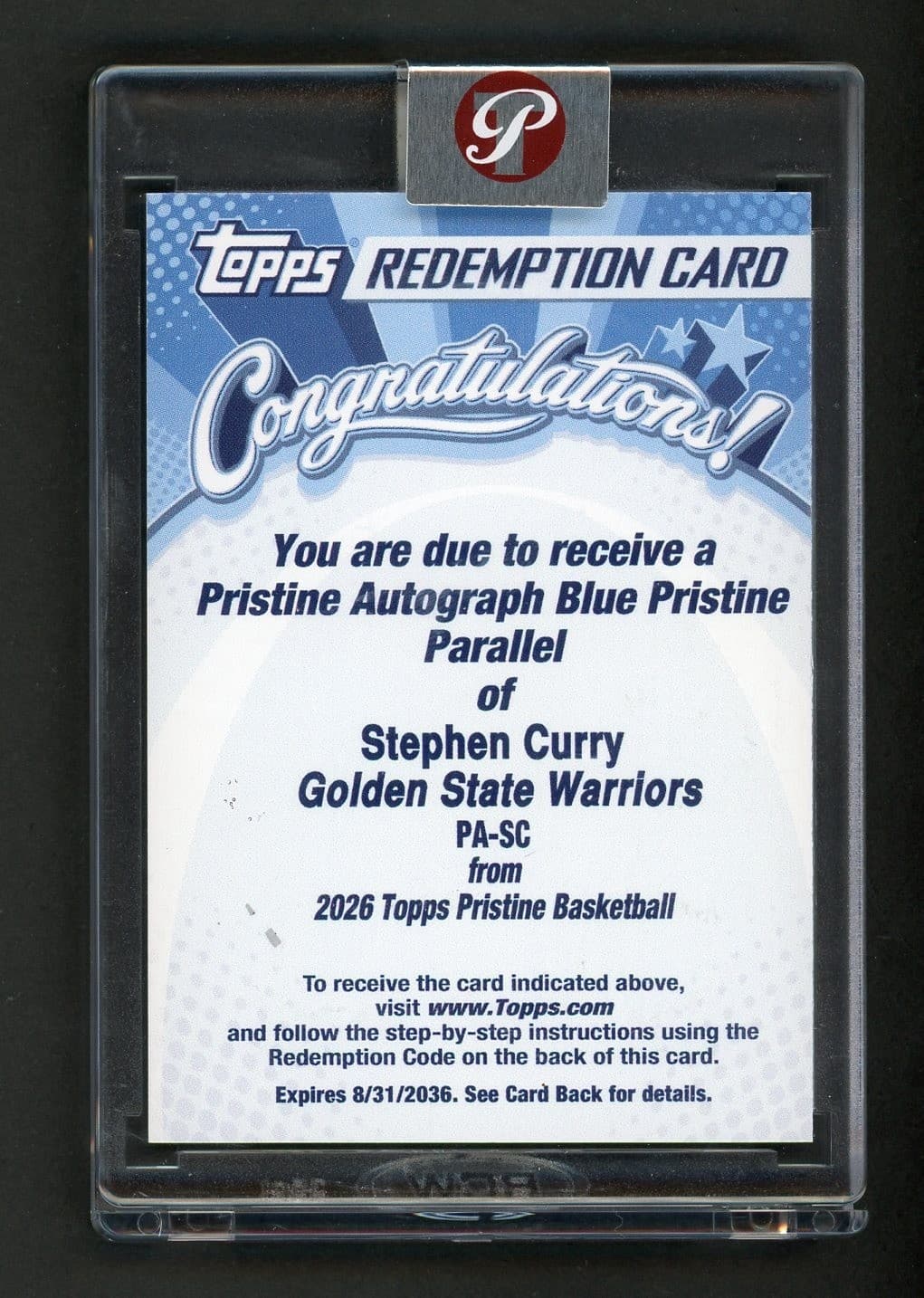 2025-26 Topps Pristine Stephen Curry Auto Autograph Refractor Blue #/75 Warriors