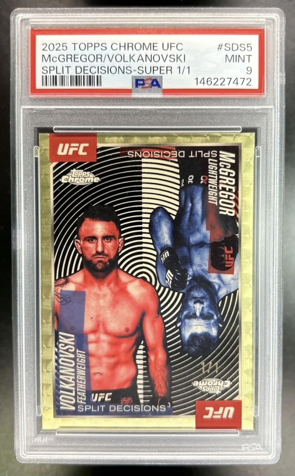 2025 Topps Chrome Conor McGregor Alexander Volkanovski SuperFractor #1/1 PSA 9