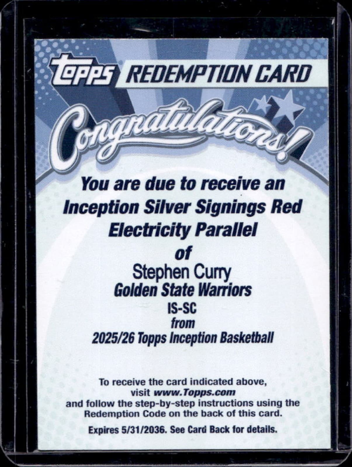 2025-26 Topps Inception Stephen Curry Silver Signings Auto Red Electricity #/16