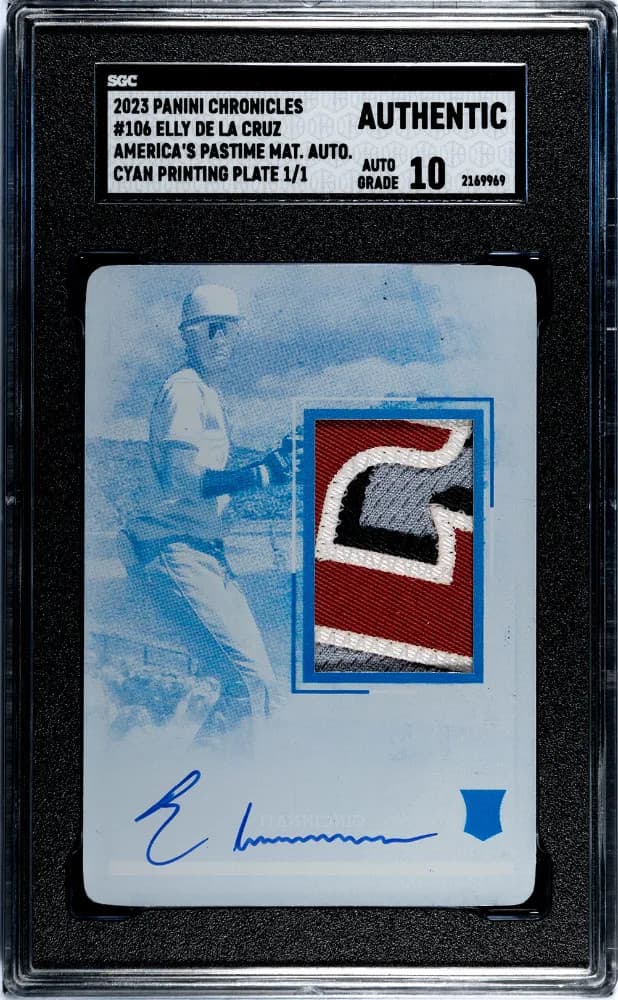 2023 Panini Chronicles Elly De La Cruz #10 Auto Printing Plate 1 /1 SGC Auto 10