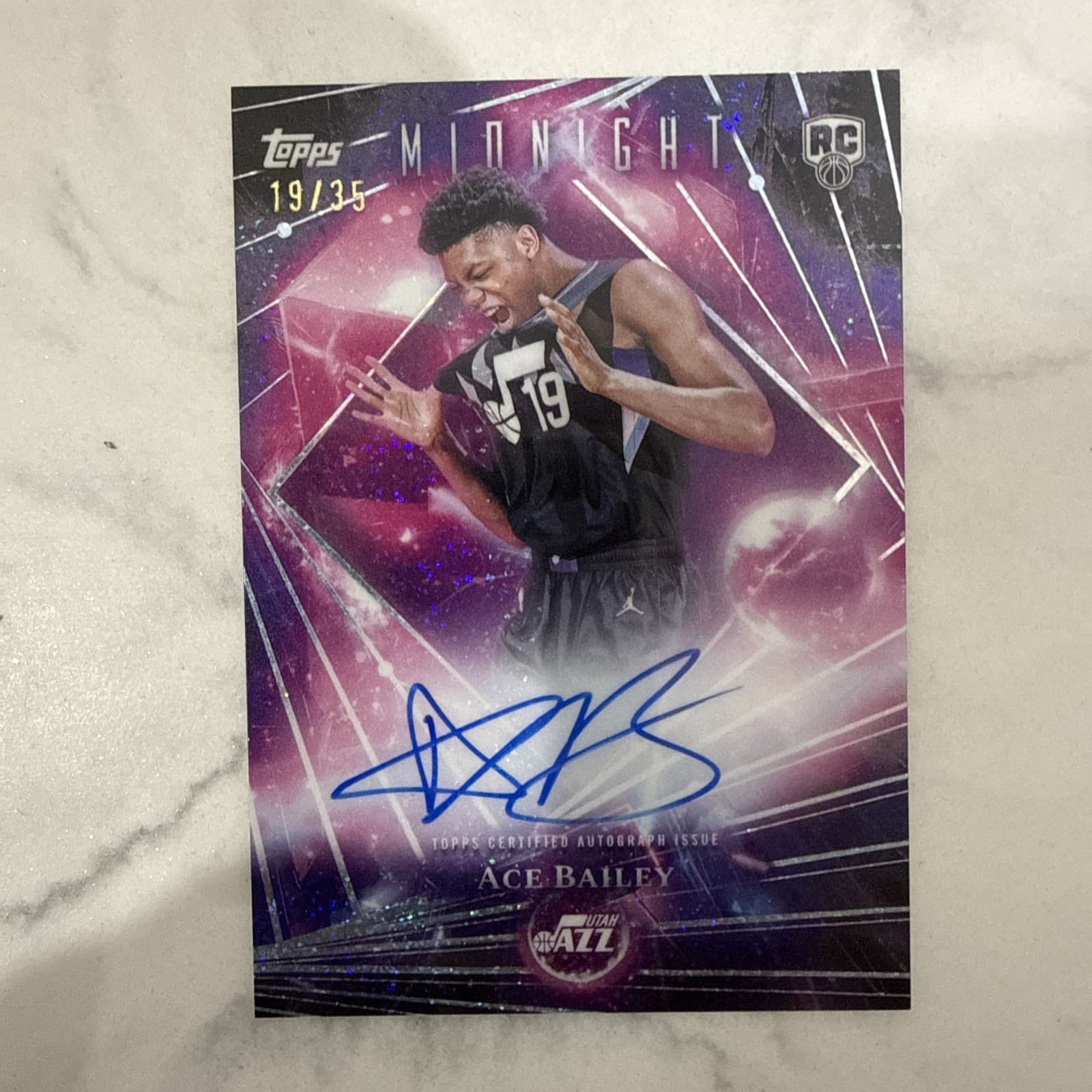 2025 Topps Midnight Ace Bailey Auto Dark Matter jersey number match  19/35￼1/1