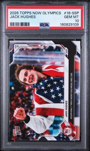 2026 Topps Now Olympics Jack Hughes Golden Goal #18-SSP PSA 10
