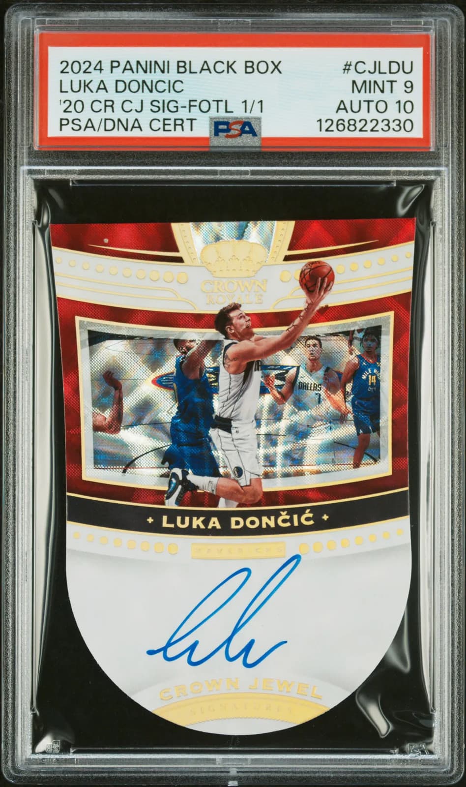 2024 Panini Black Box Luka Doncic #CJLDU '20 CR CJ SIG Fotl 1/1 PSA 9 Auto 10
