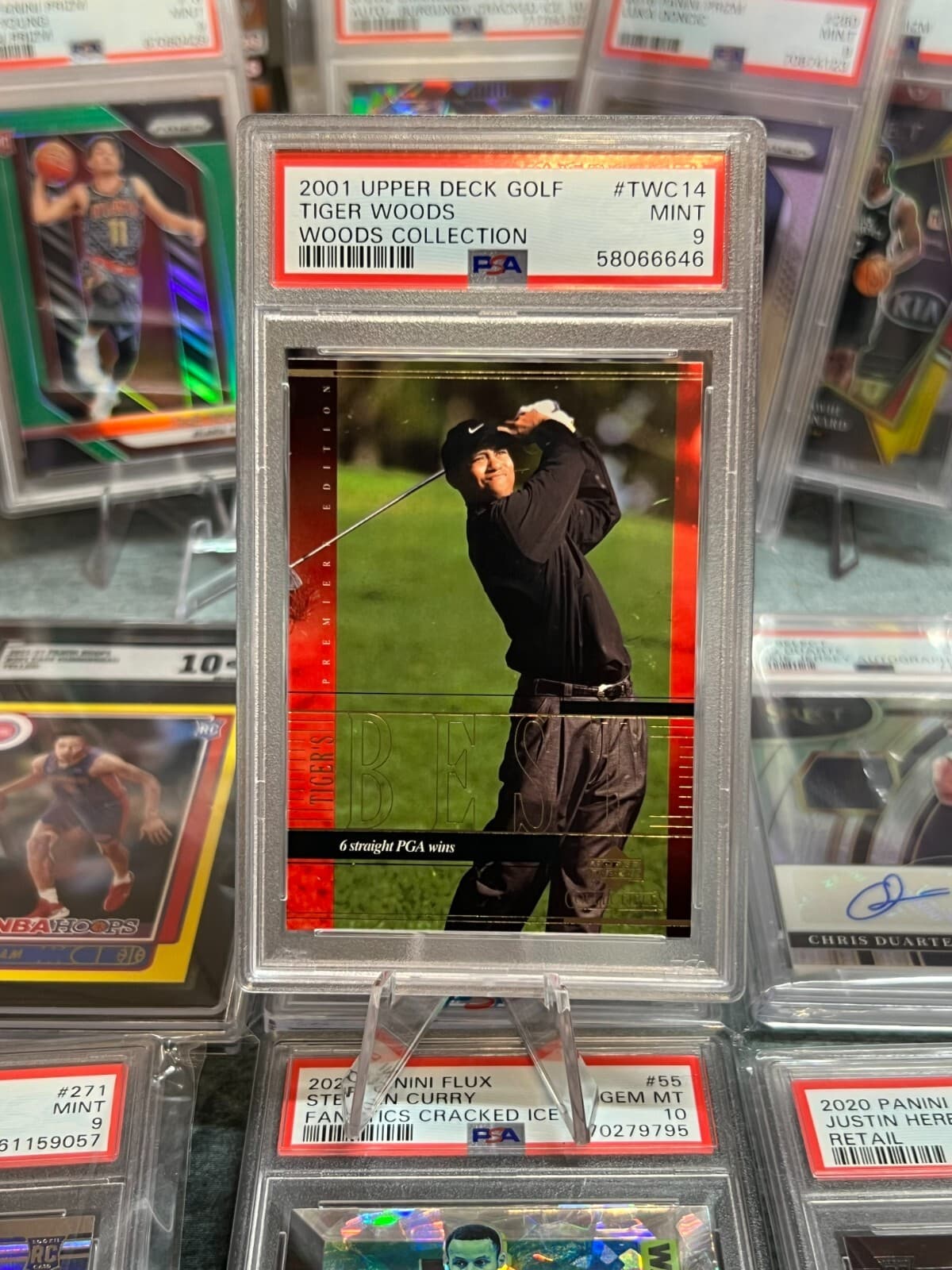 2001 UPPER DECK GOLF TIGER WOODS PSA 9 WOODS COLLECTION