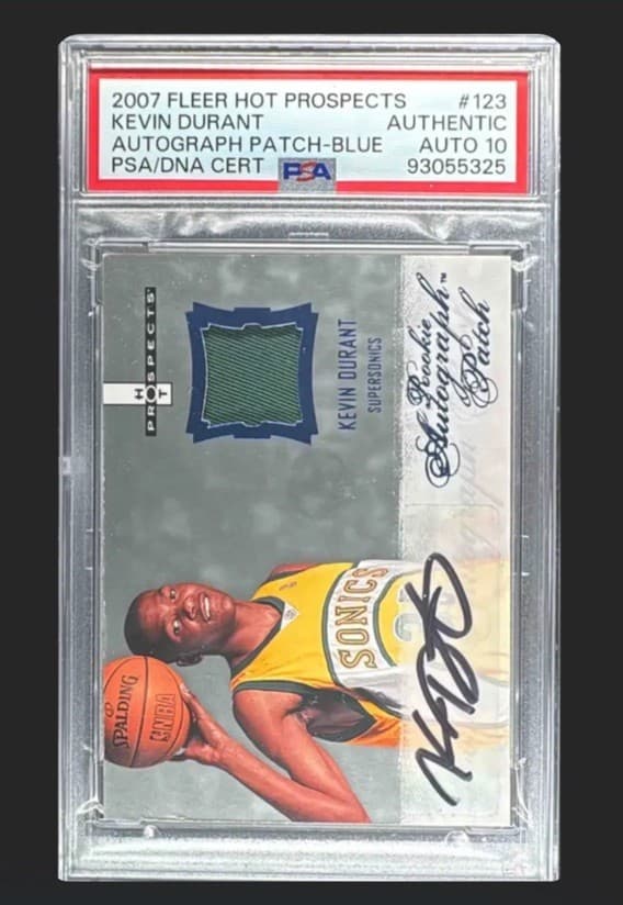 2007 Fleer Hot Prospects Kevin Durant Rookie Patch Auto Blue 9/10 PSA Auto 10!