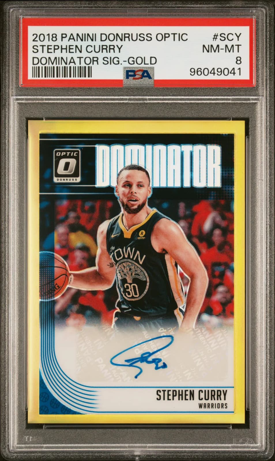 2018 Panini Donruss Optic Dominator Auto Stephen Curry #SCY SIG. Gold PSA