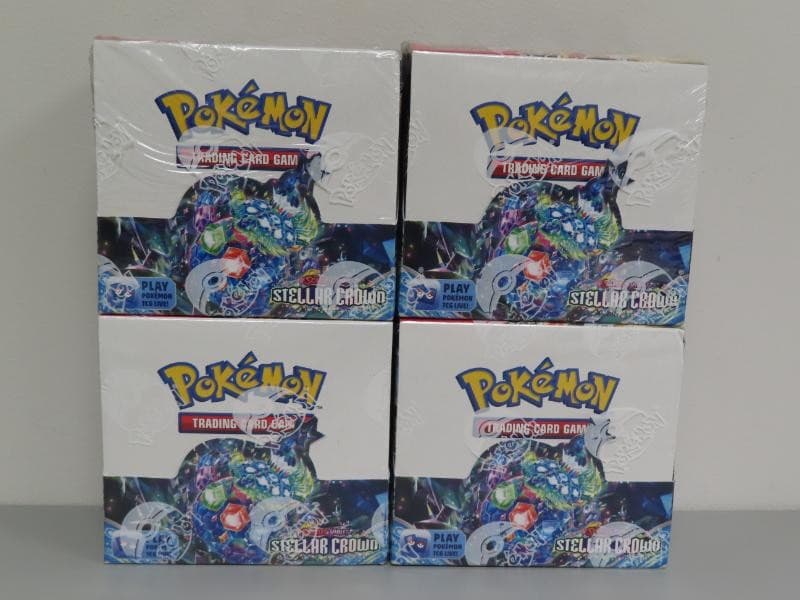 (4) Lot 2024 Pokemon Stellar Crown Factory Sealed Damaged Booster Box