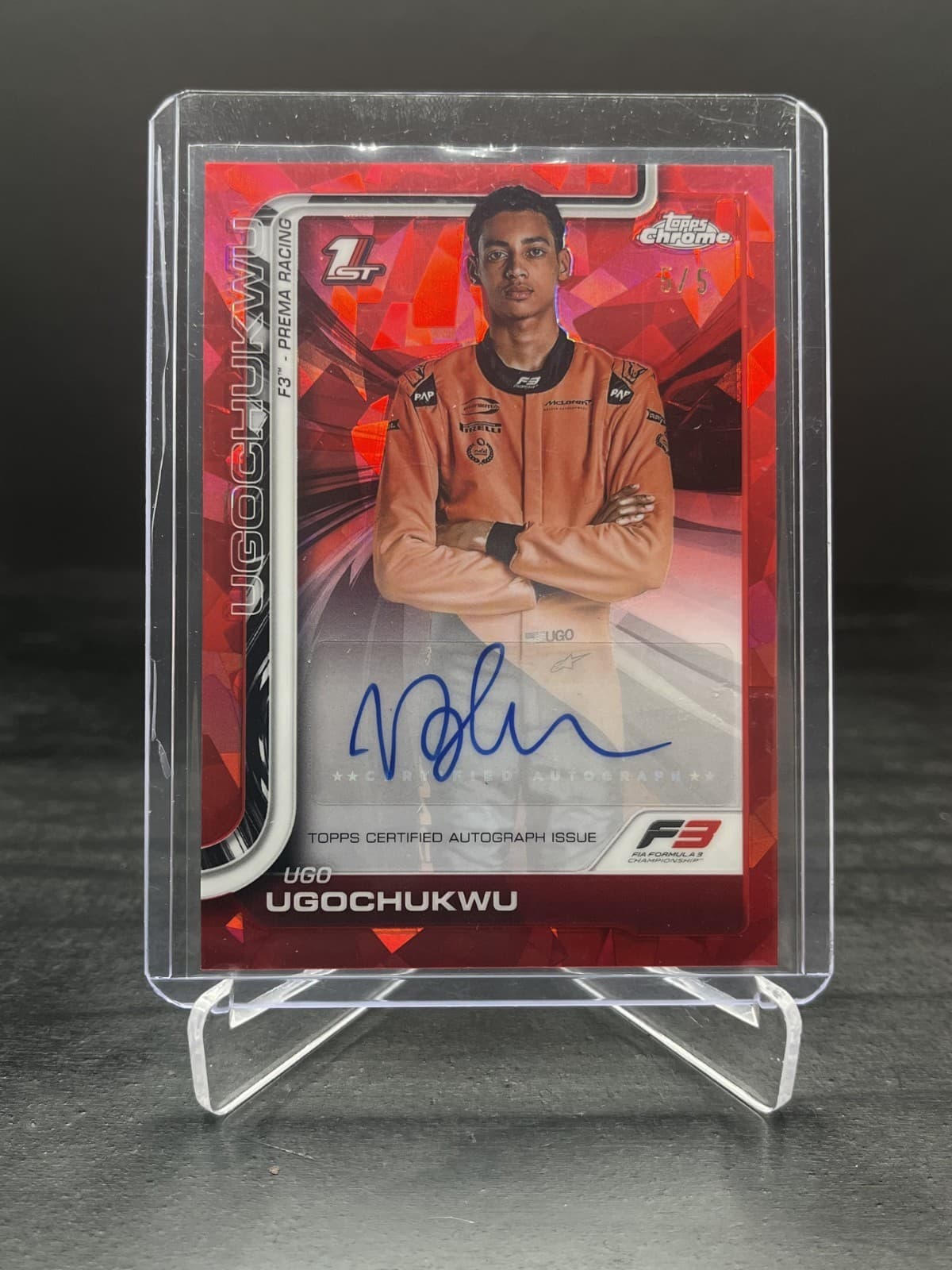 2025 Topps Chrome Sapphire F1 Ugo Ugochukwu 1st Autograph Auto Red 5/5 #CAC-UGO